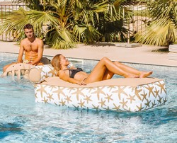 Casa Padrino lettino acqua di lusso con poggiatesta bianco / beige 180 cm