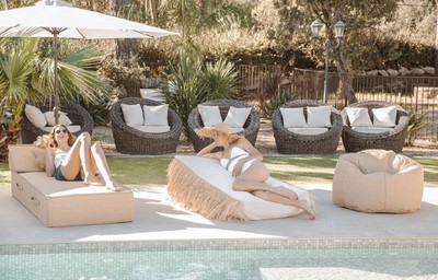 Casa Padrino Luxus Garten Sitzsack Beige Ø 90 cm