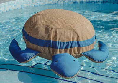 Schwimmender Outdoor Garten Terrassen Pool Sitzsack Schildkröte Beige Blau
