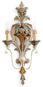 Casa Padrino lámpara de pared doble barroco de lujo blanco antiguo / gris A. 57 cm - Hecho en Italia