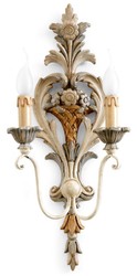Casa Padrino applique murale double baroque de luxe blanco antiguo / gris H. 57 cm - Fabriquée en Italie