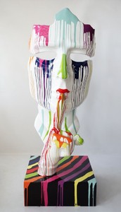 Luxus XXL Deko Skulptur Weiß Bunt Schwarz