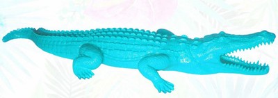 Lebensgroße XXL Garten Deko Skulptur Figur Krokodil Hellblau