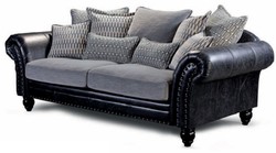 Luxus Leder Echtleder 4er Sofa Vintage Schwarz Grau