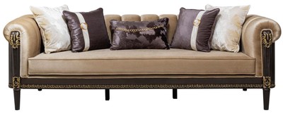 Luxus Barock Wohnzimmer Sessel Hellbraun Dunkelbraun Gold