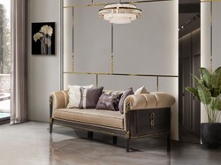Luxus Barock Wohnzimmer Sessel Hellbraun Dunkelbraun Gold