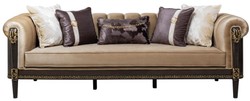 Luxus Barock Wohnzimmer Sessel Hellbraun Dunkelbraun Gold