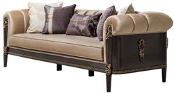 Luxus Barock Wohnzimmer Sessel Hellbraun Dunkelbraun Gold
