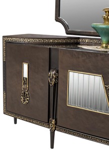 Casa Padrino Luxus Barock Sideboard und 2 Spiegel Dunkelbraun / Gold - Barock Möbel