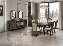 Luxus Barock Sideboard und 2 Spiegel Dunkelbraun Gold
