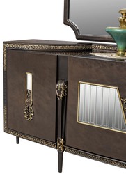 Luxus Barock Sideboard und 2 Spiegel Dunkelbraun Gold
