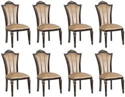 Casa Padrino ensemble de 8 chaises de salle à manger baroque de luxe marron clair - Meuble Baroque Casa Padrino ensemble de 8 chaises de salle à manger baroque de luxe marron clair - Meuble Baroque