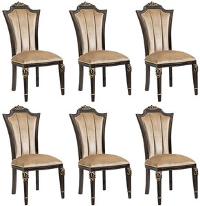 Luxus Barock Esszimmer Stuhl 6er Set Hellbraun Dunkelbraun Gold Luxus Barock Esszimmer Stuhl 6er Set Hellbraun Dunkelbraun Gold