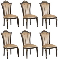 Casa Padrino ensemble de 6 chaises de salle à manger baroque de luxe marron clair - Meuble Baroque Casa Padrino ensemble de 6 chaises de salle à manger baroque de luxe marron clair - Meuble Baroque