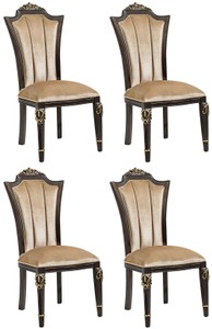 Luxus Barock Esszimmer Stuhl 4er Set Hellbraun Dunkelbraun Gold Luxus Barock Esszimmer Stuhl 4er Set Hellbraun Dunkelbraun Gold