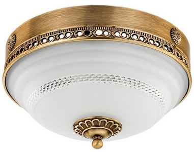 Casa Padrino lampada da soffitto barocco di lusso ottone con patina / bianco Ø 30 x A. 22 cm Casa Padrino lampada da soffitto barocco di lusso ottone con patina / bianco Ø 30 x A. 22 cm