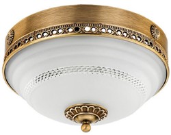 Casa Padrino lampe de couverture baroque de luxe laiton avec patine / blanc Ø 30 x H. 22 cm Casa Padrino lampe de couverture baroque de luxe laiton avec patine / blanc Ø 30 x H. 22 cm
