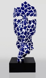 Luxus XXL Deko Skulptur Blau Weiß Schwarz