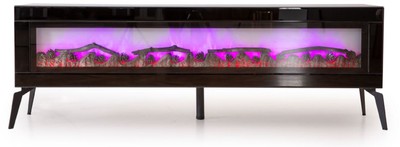Casa Padrino gabinete de TV de lujo con chimenea eléctrica LED y mando a distancia negro 180 cm