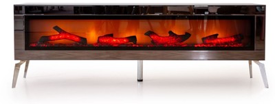 Casa Padrino gabinete de TV de lujo con chimenea eléctrica LED y mando a distancia plata 180 cm