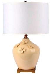 Casa Padrino lámpara de mesa de cerámica de lujo crema / oro / blanco Ø 40 x A. 70 cm