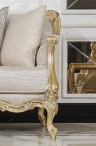 Casa Padrino Luxus Barock Wohnzimmer Sofa Grau / Gold 292 cm - Barock Möbel
