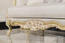 Casa Padrino divano da soggiorno barocco di lusso grigio / oro 292 cm - Mobili Barocchi