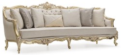 Casa Padrino divano da soggiorno barocco di lusso grigio / oro 292 cm - Mobili Barocchi