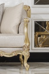 Casa Padrino divano da soggiorno barocco di lusso grigio / oro 292 cm - Mobili Barocchi