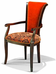 Casa Padrino Chaise de Salle à Manger Baroque de Luxe avec Accoudoirs Rouge / Marron Foncé H. 98 cm - Fabriquée en Italie