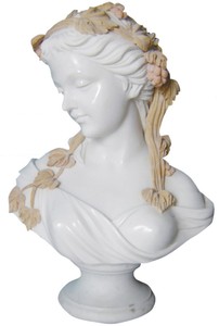 Luxus Jugendstil Marmor Deko Büste Skulptur Dame Weiß Beige