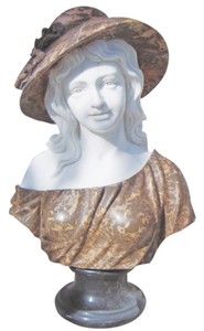 Luxus Jugendstil Marmor Deko Büste Skulptur Dame Weiß Braun