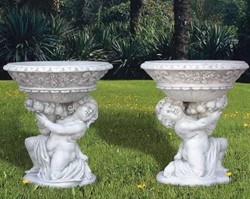 Casa Padrino conjunto de macetas barrocos de lujo gris A. 78 cm - Hecho en Italia