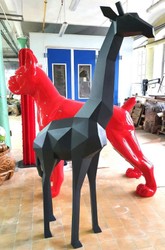 XXL Garten Terrassen Deko Skulptur Figur Giraffe Schwarz