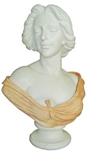 Luxus Jugendstil Marmor Deko Büste Skulptur Dame Weiß Beige