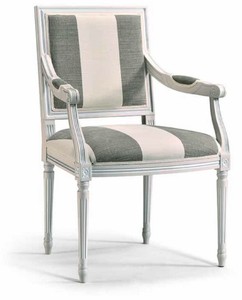 Casa Padrino Chaise de Salle à Manger Baroque de Luxe avec Accoudoirs Gris / Blanc - Meubles Baroques Italiens