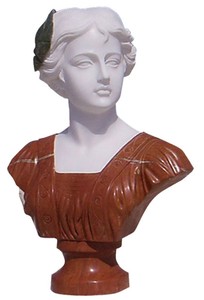 Casa Padrino busto de mármol barroco de lujo dama blanco / rojo A. 65 cm