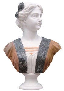 Luxus Barock Marmor Deko Büste Skulptur Dame Weiß Braun Schwarz