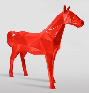 Casa Padrino scultura decorativa XXL cavallo rosso 220 x A. 190 cm