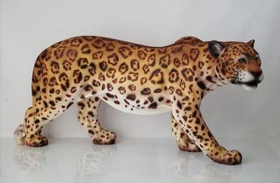 Casa Padrino scultura decorativa XXL leopardo beige / marrone 160 x A. 72 cm