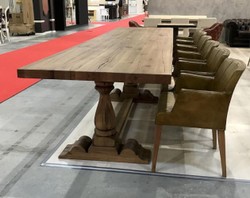 Casa Padrino mesa de comedor da estilo campestre de madera maciza marrón 400 cm