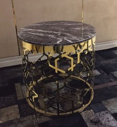 Casa Padrino table d'appoint de luxe avec plateau en marbre artificiel gris-noir / or H. 55 cm

