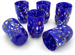 Casa Padrino luxury Murano crystal glass water glass set of 6 blue Ø 8 x H. 12 cm - Made in Italy