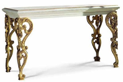 Prunkvolle Luxus Barock Massivholz Konsole Weiß Gold