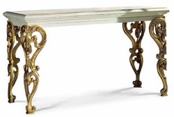 Casa Padrino console baroque de luxe en bois massif blanc / or 140,5 cm - Meubles Baroques - Fabriqué en Italie