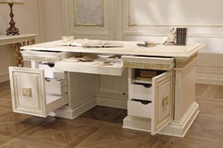 Casa Padrino console baroque de luxe en bois massif blanc / or 140,5 cm - Meubles Baroques - Fabriqué en Italie