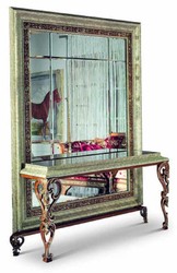 Prunkvolle Luxus Barock Spiegelkonsole Antik Silber Rot