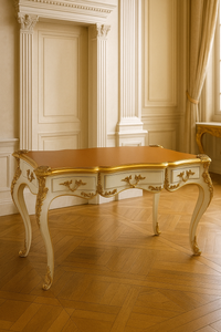Casa Padrino segretario barocco con 3 cassetti bianco / oro / marrone - Mobili da ufficio barocchi