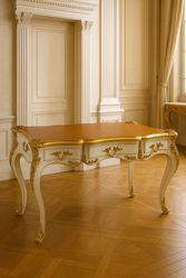 Casa Padrino secretario barroco con 3 cajones blanco / oro / marrón - Muebles de oficina barrocos