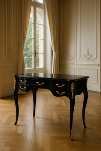 Casa Padrino segretario barocco con 5 cassetti nero / oro - Mobili da ufficio barocchi